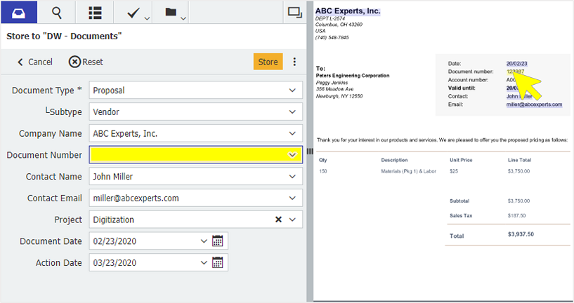 intelligent indexing docuware